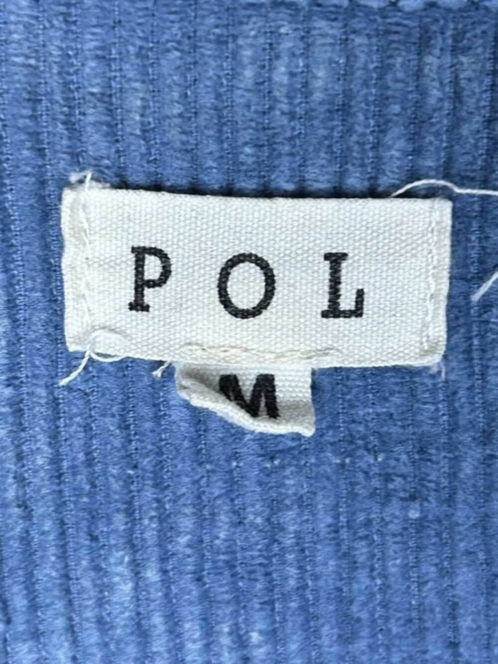 POL Corduroy Jacket Raw Hem Ripped Distressed Light Blue Casual Button Front M - Picture 9 of 13
